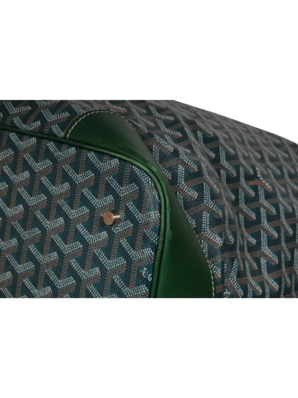 Goyard Beluga GM Top Handle XXL Tote Bag Green Leather Carry Travel On Vtg 2000
